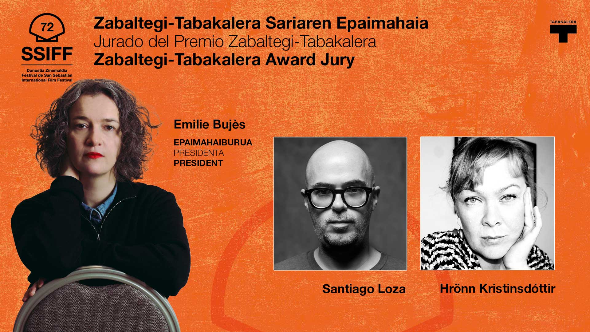 Image features three individuals associated with the Zabaltegi-Tabakalera Award Jury at the San Sebastián International Film Festival.